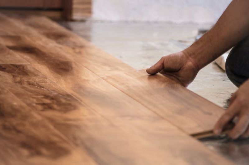 timber Floor install Hardwood floors being laid in Hobart